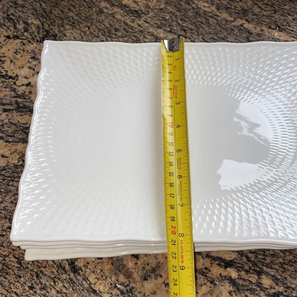 Pier 1 retired rectangular serving platter or plates. White with embossing - Picture 6 of 7